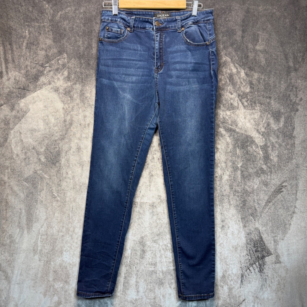 Enjean Skinny Jeans Womens Dark Blue Slim Fit 11 High Rise Stretch Denim Casual